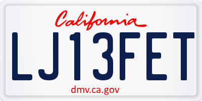 CA license plate LJ13FET