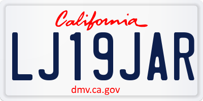 CA license plate LJ19JAR