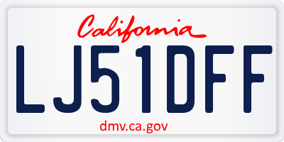 CA license plate LJ51DFF