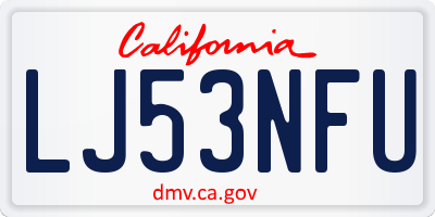 CA license plate LJ53NFU