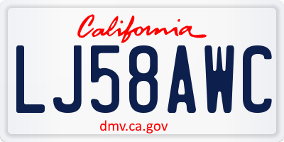 CA license plate LJ58AWC