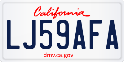 CA license plate LJ59AFA