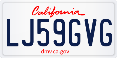 CA license plate LJ59GVG