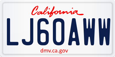 CA license plate LJ60AWW