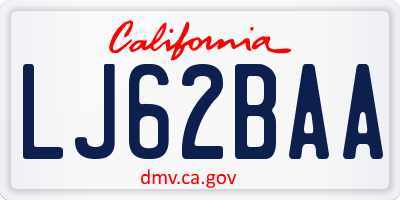 CA license plate LJ62BAA