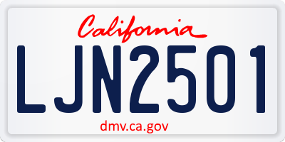 CA license plate LJN2501