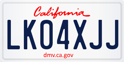 CA license plate LK04XJJ