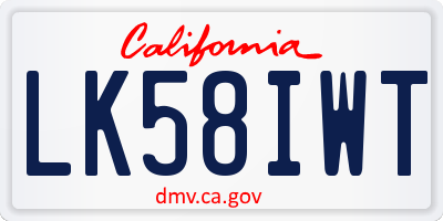 CA license plate LK58IWT