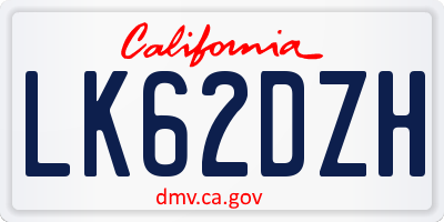 CA license plate LK62DZH