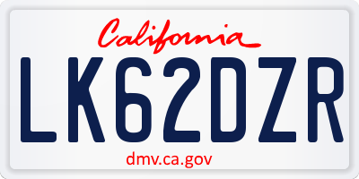 CA license plate LK62DZR