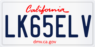 CA license plate LK65ELV