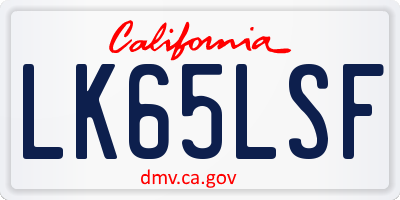 CA license plate LK65LSF