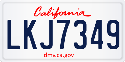 CA license plate LKJ7349