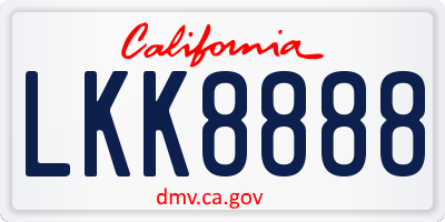 CA license plate LKK8888