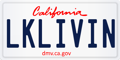 CA license plate LKLIVIN