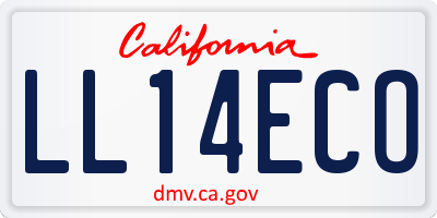 CA license plate LL14ECO