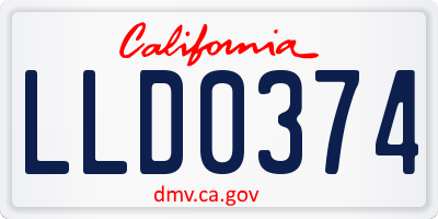 CA license plate LLD0374