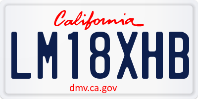 CA license plate LM18XHB