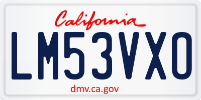 CA license plate LM53VXO