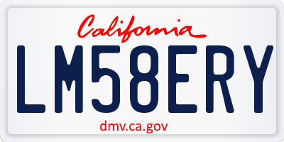 CA license plate LM58ERY