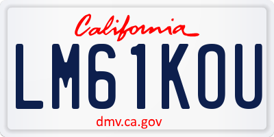 CA license plate LM61KOU