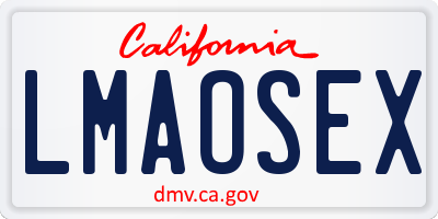 CA license plate LMAOSEX