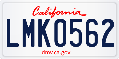 CA license plate LMK0562