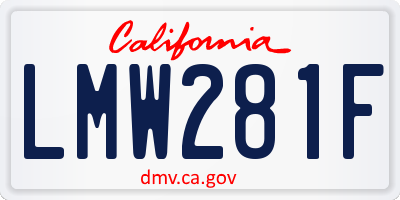 CA license plate LMW281F