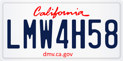 CA license plate LMW4H58