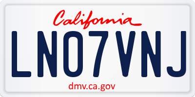 CA license plate LN07VNJ