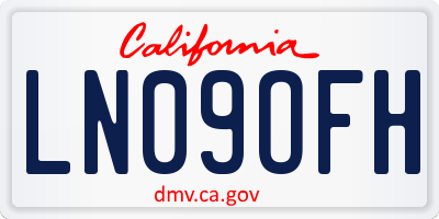 CA license plate LN09OFH