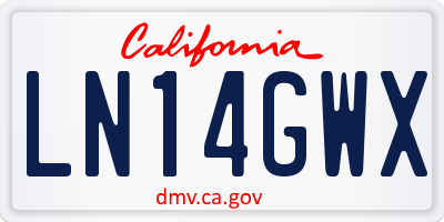 CA license plate LN14GWX