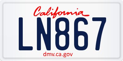 CA license plate LN867