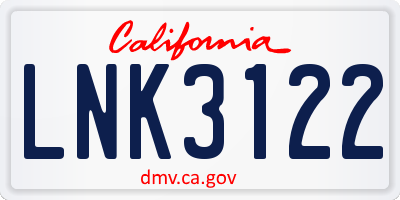 CA license plate LNK3122