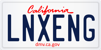 CA license plate LNXENG