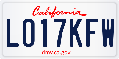 CA license plate LO17KFW