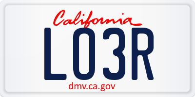 CA license plate LO3R