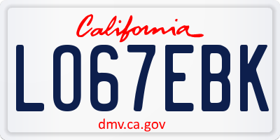 CA license plate LO67EBK