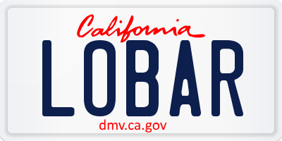 CA license plate LOBAR