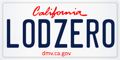 CA license plate LODZERO