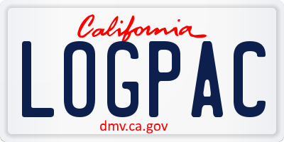 CA license plate LOGPAC