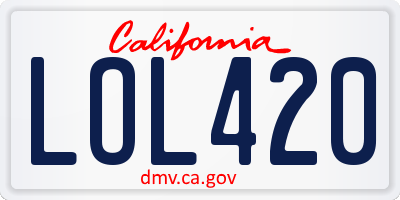 CA license plate LOL420