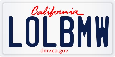 CA license plate LOLBMW