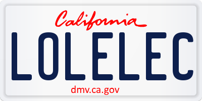 CA license plate LOLELEC