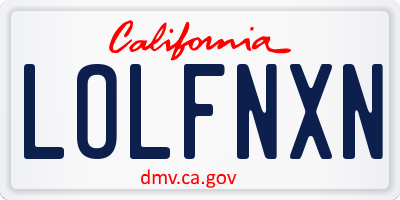 CA license plate LOLFNXN