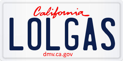 CA license plate LOLGAS