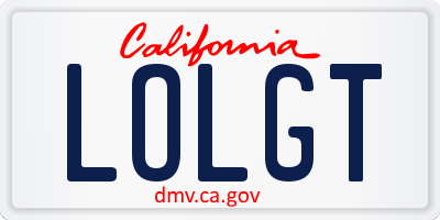 CA license plate LOLGT