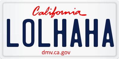 CA license plate LOLHAHA