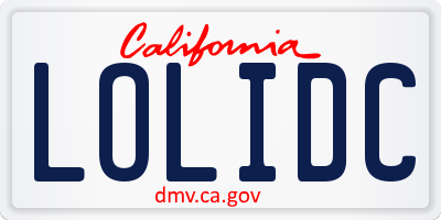 CA license plate LOLIDC