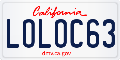 CA license plate LOLOC63